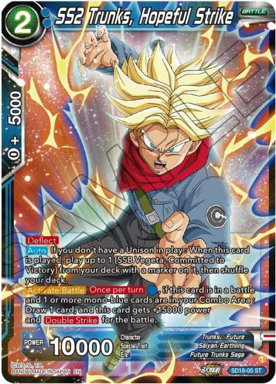 SS2 Trunks Hopeful Strike SD18-05 Dawn of the Z-Legends Dragonball Super card