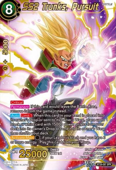 SS2 Trunks Pursuit SPR BT29-097 Fearsome Rivals Dragonball Super card