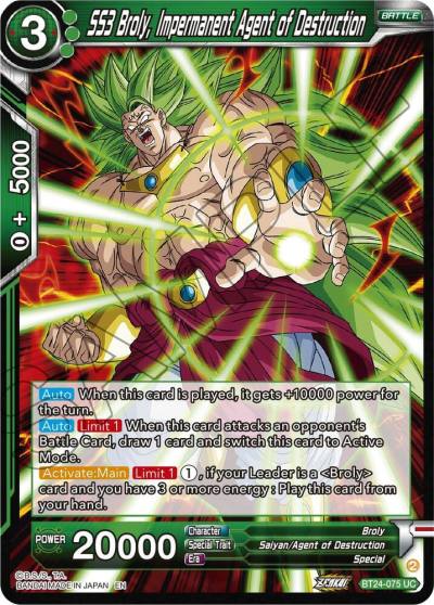 SS3 Broly Impermanent Agent of Destruction BT24-075 Beyond Generations Dragonball Super card