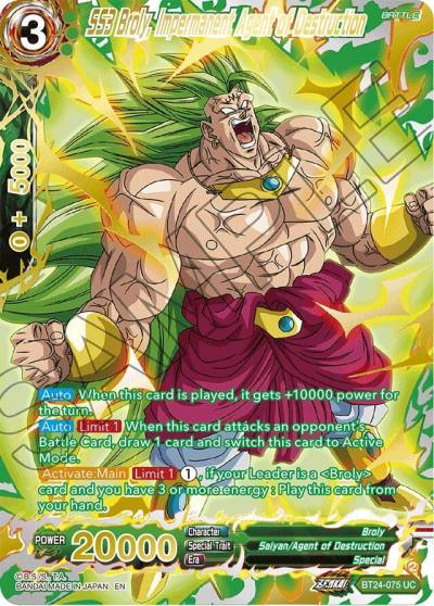 SS3 Broly Impermanent Agent of Destruction Collector Booster Gold BT24-075 Beyond Generations Dragonball Super card