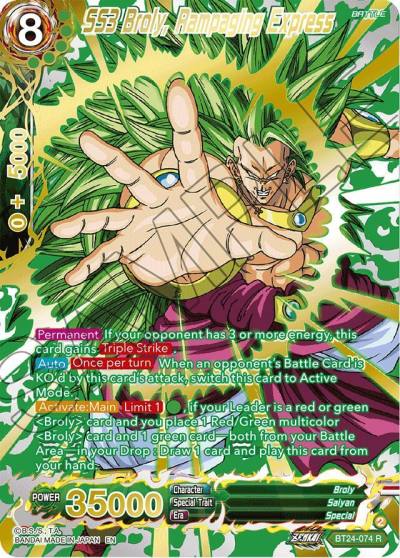 SS3 Broly Rampaging Express Collector Booster Gold BT24-074 Beyond Generations Dragonball Super card
