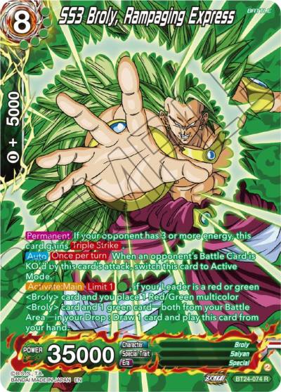 SS3 Broly Rampaging Express Collector Booster Silver BT24-074 Beyond Generations Dragonball Super card