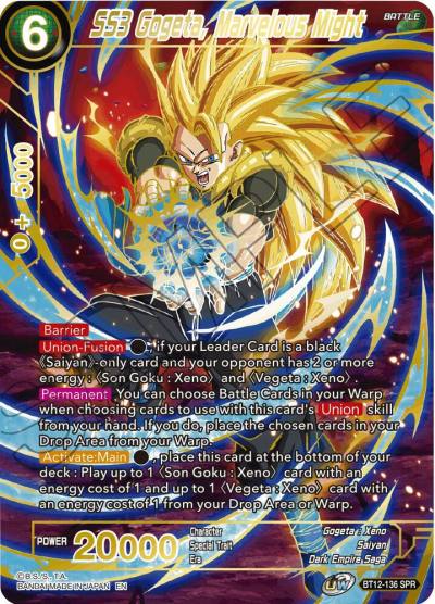 SS3 Gogeta Marvelous Might SPR BT12-136 Vicious Rejuvenation Dragonball Super card