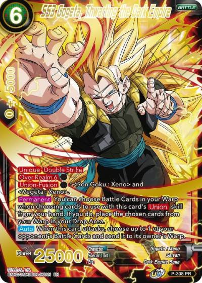 SS3 Gogeta Thwarting the Dark Empire Gold Stamped P-308 Mythic Booster Dragonball Super card
