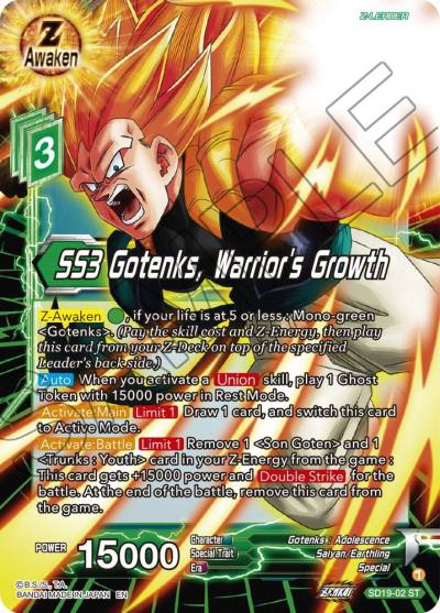 SS3 Gotenks Warriors Growth Silver Foil SD19-02 Dawn of the Z-Legends Dragonball Super card