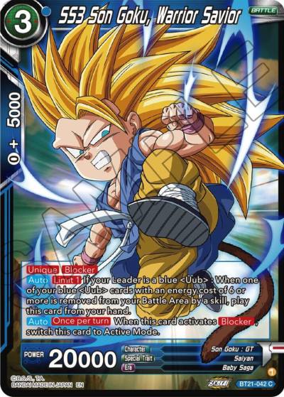 SS3 Son Goku Warrior Savior BT21-042 Wild Resurgence Dragonball Super card