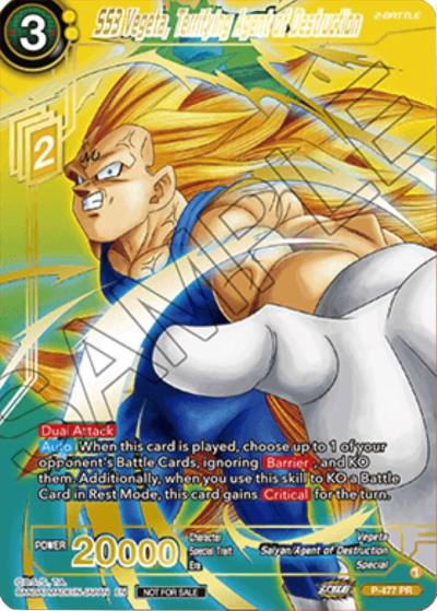 SS3 Vegeta Terrifying Agent of Destruction Gold Stamped P-477 Tournament Promotion Cards Dragonball Super card