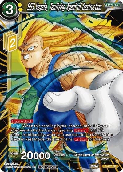 SS3 Vegeta Terrifying Agent of Destruction Silver Foil P-477 Tournament Promotion Cards Dragonball Super card