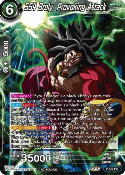 SS4 Broly Provoking Attack Zenkai Series Tournament Pack Vol7 P-586 Tournament Promotion Cards Dragonball Super card
