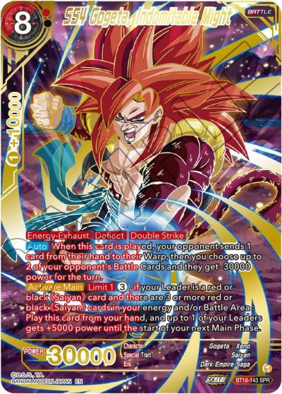 SS4 Gogeta Indomitable Might SPR BT18-143 Dawn of the Z-Legends Dragonball Super card