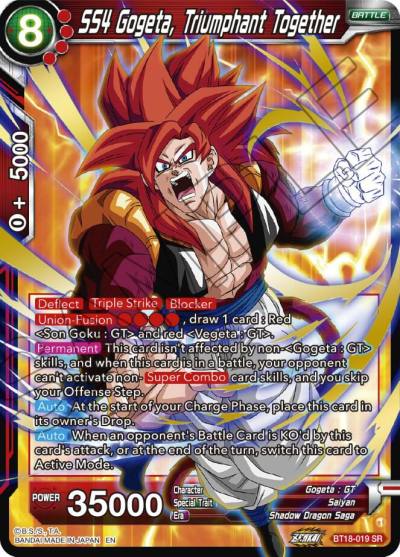SS4 Gogeta Triumphant Together BT18-019 Dawn of the Z-Legends Dragonball Super card