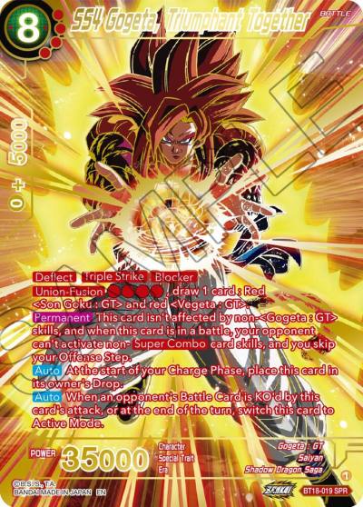 SS4 Gogeta Triumphant Together SPR BT18-019 Dawn of the Z-Legends Dragonball Super card