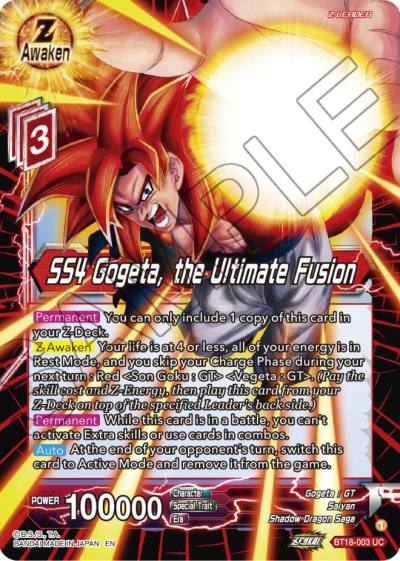 SS4 Gogeta the Ultimate Fusion Foil BT18-003 Dawn of the Z-Legends Dragonball Super card