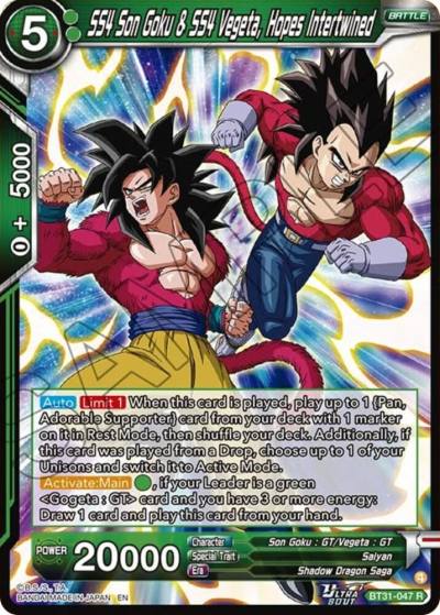 SS4 San Goku and SS4 Vegeta Hopes Intertwined BT31-047 Impact Beyond Dimensions Dragonball Super card