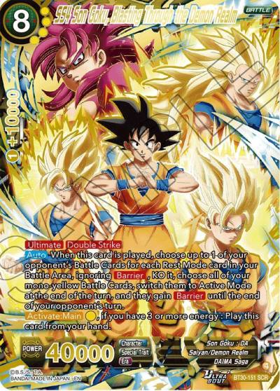 SS4 Son Goku Blasting Through the Demon Realm SCR BT30-151 Three Glorious Fighters Dragonball Super card