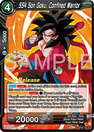 SS4 Son Goku Confined Warrior BT26-123 Ultimate Advent Pre-Release Cards Dragonball Super card
