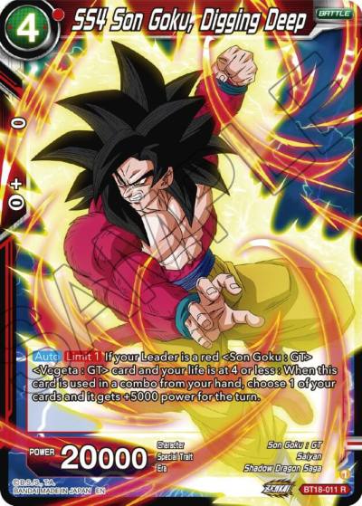 SS4 Son Goku Digging Deep BT18-011 Dawn of the Z-Legends Dragonball Super card