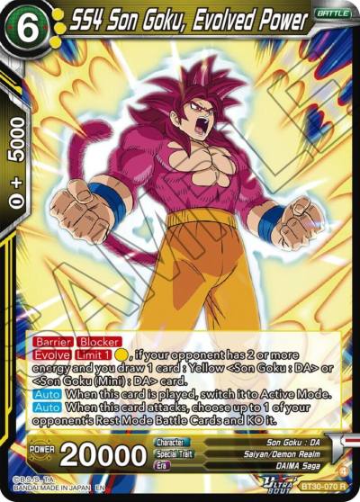 SS4 Son Goku Evolved Power BT30-070 Three Glorious Fighters Dragonball Super card