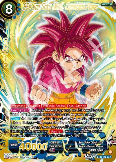 SS4 Son Goku Mini Comeback Power BT28-148 Prismatic Clash Dragonball Super card