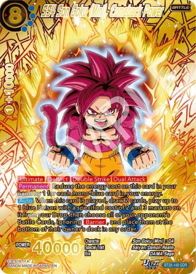 SS4 Son Goku Mini Comeback Power GDR BT28-148 Prismatic Clash Dragonball Super card