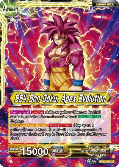 SS4 Son Goku Mini SS4 Son Goku Apex Evolution BT30-067 Three Glorious Fighters Dragonball Super card