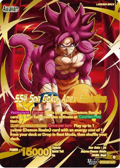 SS4 Son Goku Mini SS4 Son Goku Apex Evolution SLR BT30-067 Three Glorious Fighters Dragonball Super card