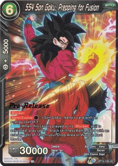SS4 Son Goku Prepping for Fusion BT14-125 Cross Spirits Pre-Release Cards Dragonball Super card