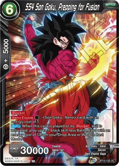SS4 Son Goku Prepping for Fusion Foil BT14-125 Cross Spirits Dragonball Super card