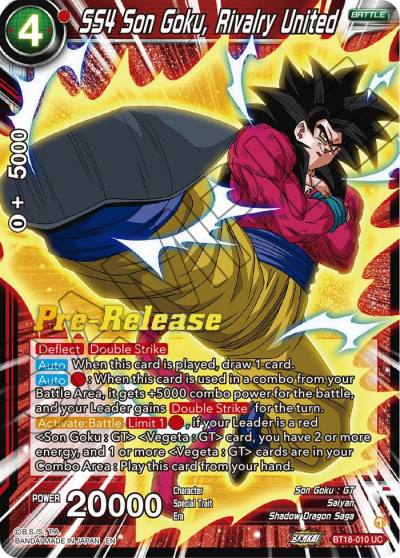SS4 Son Goku Rivalry United BT18-010 Dawn of the Z-Legends Pre-Release Cards Dragonball Super card