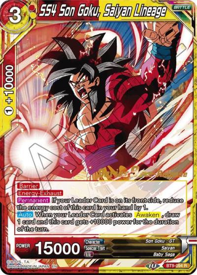 SS4 Son Goku Saiyan Lineage BT9-094 Universal Onslaught Pre-Release Cards Dragonball Super card
