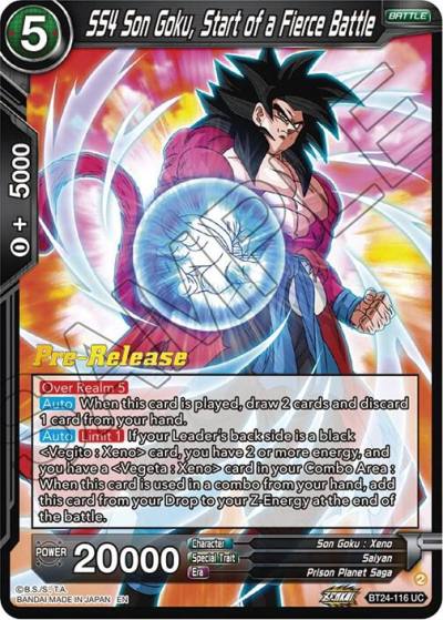 SS4 Son Goku Start of a Fierce Battle BT24-116 Beyond Generations Pre-Release Cards Dragonball Super card