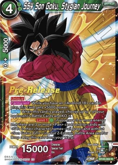 SS4 Son Goku Stygian Journey BT20-062 Power Absorbed Pre-Release Cards Dragonball Super card