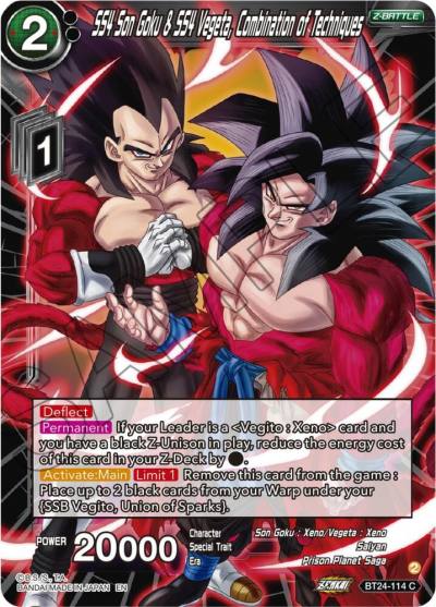 SS4 Son Goku and SS4 Vegeta Combination of Techniques BT24-114 Beyond Generations Dragonball Super card