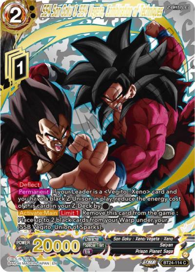 SS4 Son Goku and SS4 Vegeta Combination of Techniques Collector Booster Gold BT24-114 Beyond Generations Dragonball Super card