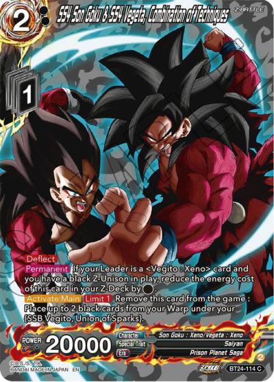 SS4 Son Goku and SS4 Vegeta Combination of Techniques Collector Booster Silver BT24-114 Beyond Generations Dragonball Super card