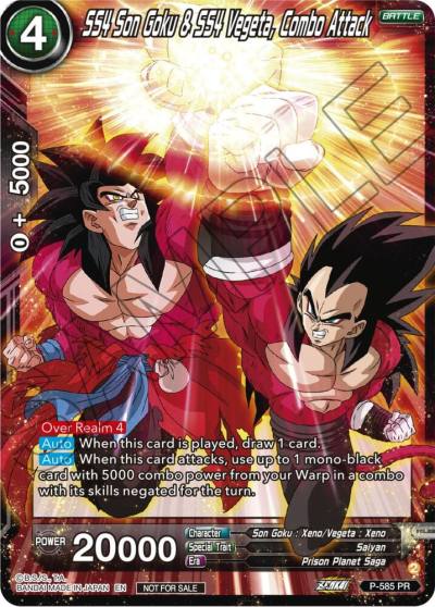 SS4 Son Goku and SS4 Vegeta Combo Attack Zenkai Series Tournament Pack Vol7 P-585 Tournament Promotion Cards Dragonball Super card