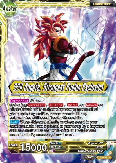 SS4 Son Goku and SS4 Vegeta SS4 Gogeta Strongest Fusion Explosion BT25-098 Legend of the Dragon Balls Dragonball Super card