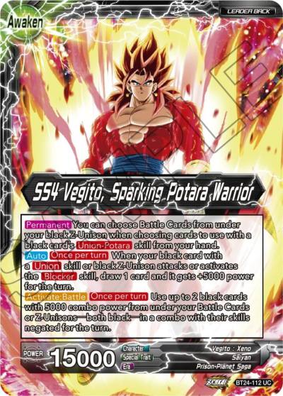 SS4 Son Goku and SS4 Vegeta SS4 Vegito Sparking Potara Warrior BT24-112 Beyond Generations Dragonball Super card