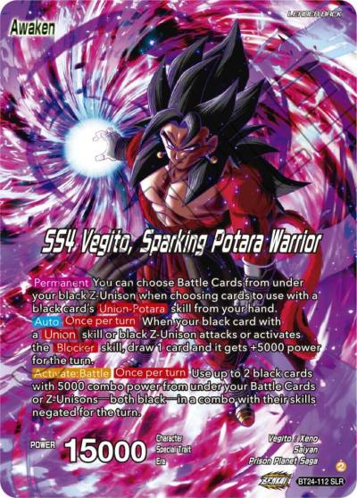 SS4 Son Goku and SS4 Vegeta SS4 Vegito Sparking Potara Warrior SLR BT24-112 Beyond Generations Dragonball Super card