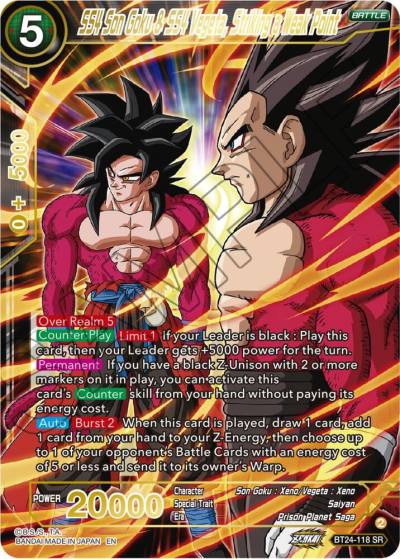 SS4 Son Goku and SS4 Vegeta Striking a Weak Point BT24-118 Beyond Generations Dragonball Super card
