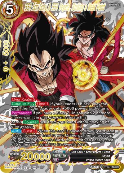 SS4 Son Goku and SS4 Vegeta Striking a Weak Point Collector Booster Gold BT24-118 Beyond Generations Dragonball Super card