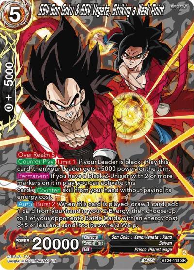 SS4 Son Goku and SS4 Vegeta Striking a Weak Point Collector Booster Silver BT24-118 Beyond Generations Dragonball Super card