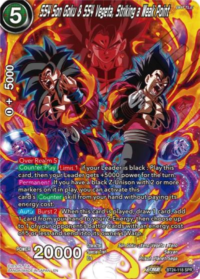 SS4 Son Goku and SS4 Vegeta Striking a Weak Point SPR BT24-118 Beyond Generations Dragonball Super card