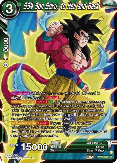 SS4 Son Goku to Hell and Back Foil BT20-063 Power Absorbed Dragonball Super card