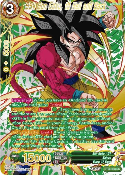 SS4 Son Goku to Hell and Back Gold Stamped BT20-063 Power Absorbed Dragonball Super card