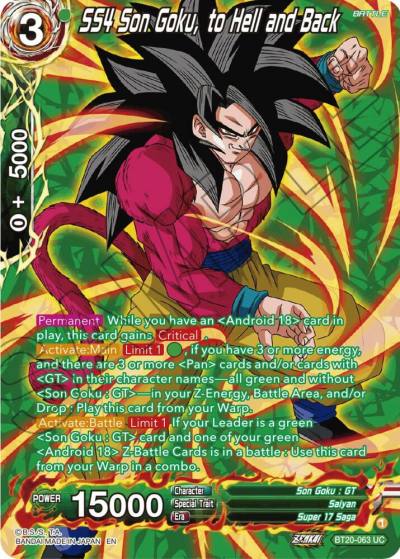 SS4 Son Goku to Hell and Back Silver Foil BT20-063 Power Absorbed Dragonball Super card