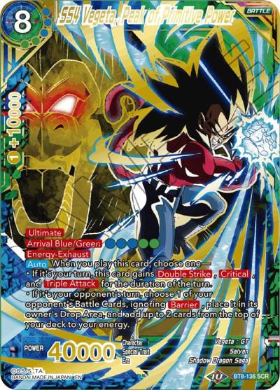 SS4 Vegeta Peak of Primitive Power BT8-136 Malicious Machinations Dragonball Super card