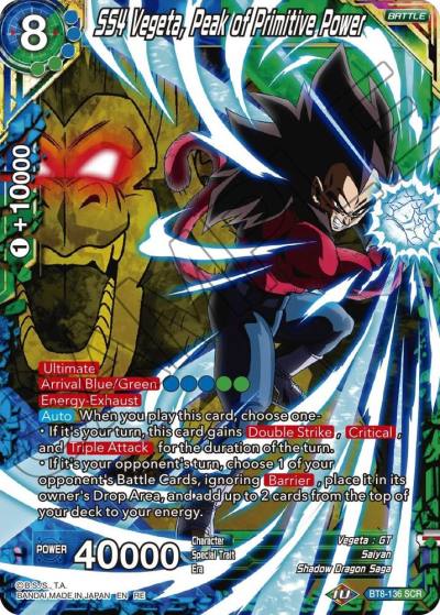SS4 Vegeta Peak of Primitive Power BT8-136 Mythic Booster Dragonball Super card