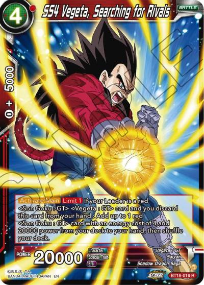 SS4 Vegeta Searching for Rivals BT18-016 Dawn of the Z-Legends Dragonball Super card