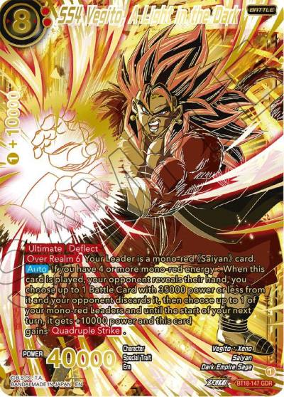 SS4 Vegito A Light in the Dark GDR BT18-147 Impact Beyond Dimensions Dragonball Super card